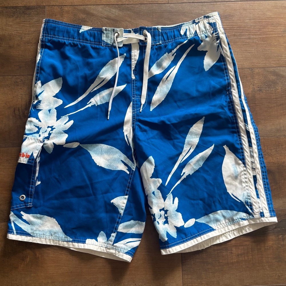 Vintage Abercrombie & Fitch Blue Floral Tugger Cargo Board Swim Shorts Men's XL